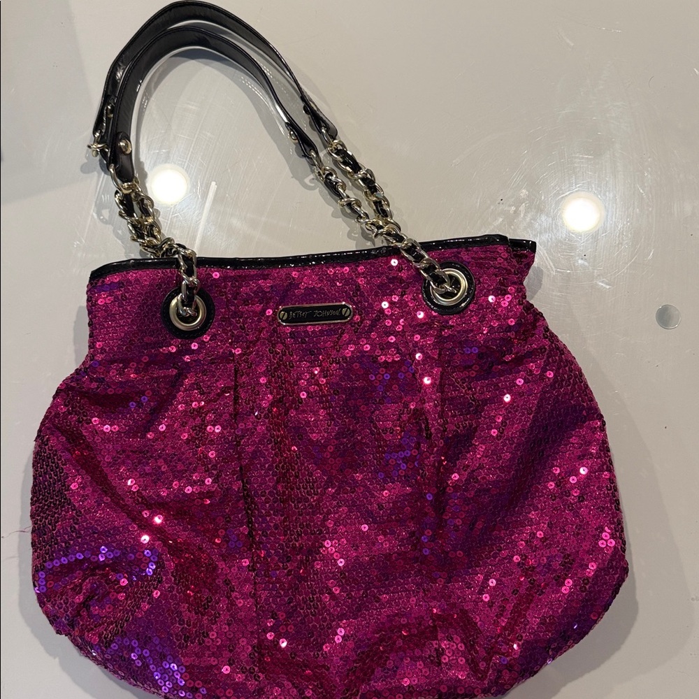 Betsey Johnson Fuchsia Sequin Shoulder Bag